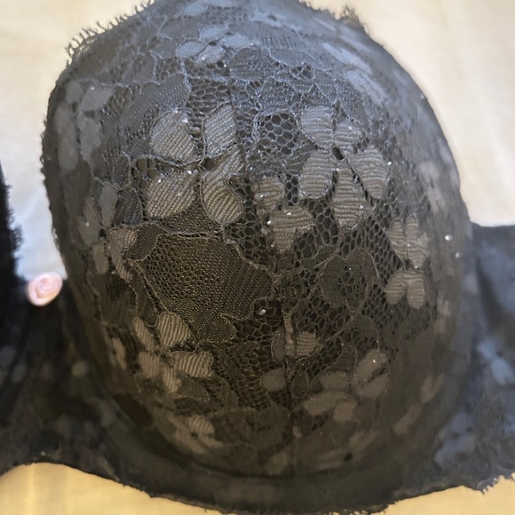 Victoria’s Secret Dream Angels Black Lace Demi Bra 36D Floral Lined Sexy Witchy - Picture 3 of 5